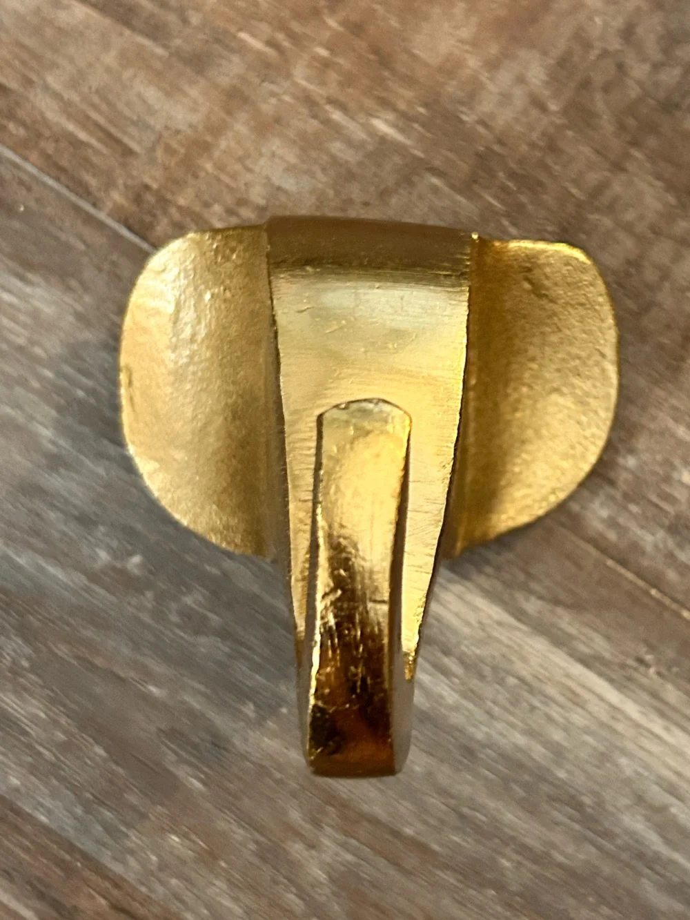 Brass Elephant Wall Hook Hanger Hat Coat Trunk Ears Zoo Circus Animal 4.5”
